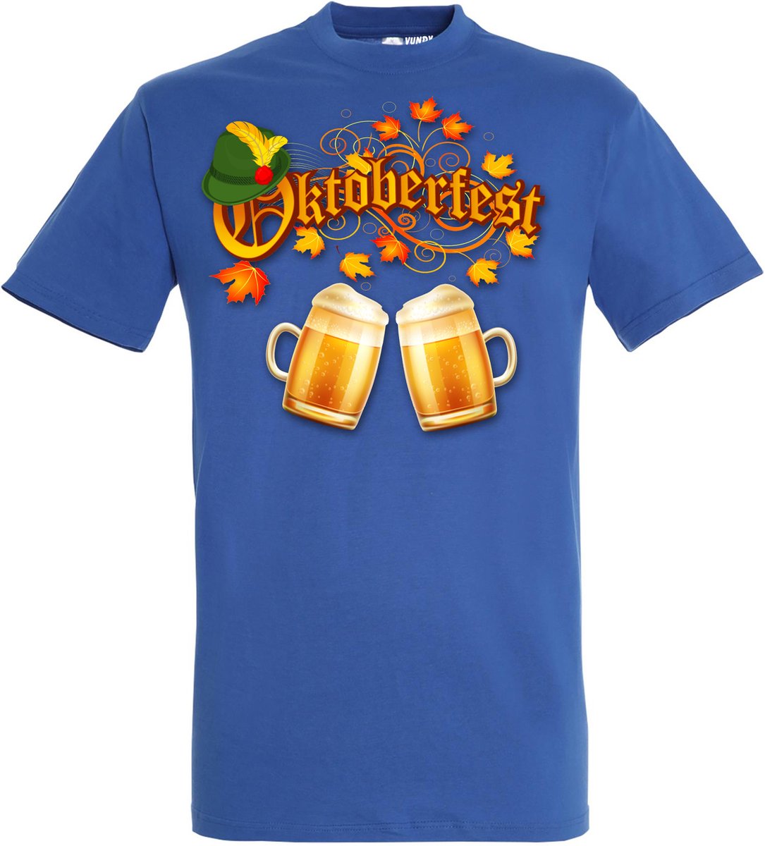 T-shirt Oktoberfest hoed en bier | Oktoberfest dames heren | Tiroler outfit | Blauw | maat 5XL